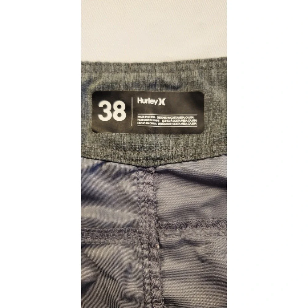 Hurley Mens Board Shorts Size 38 Gray Logo Swim Trunks Lace Up Surf Beachwear
